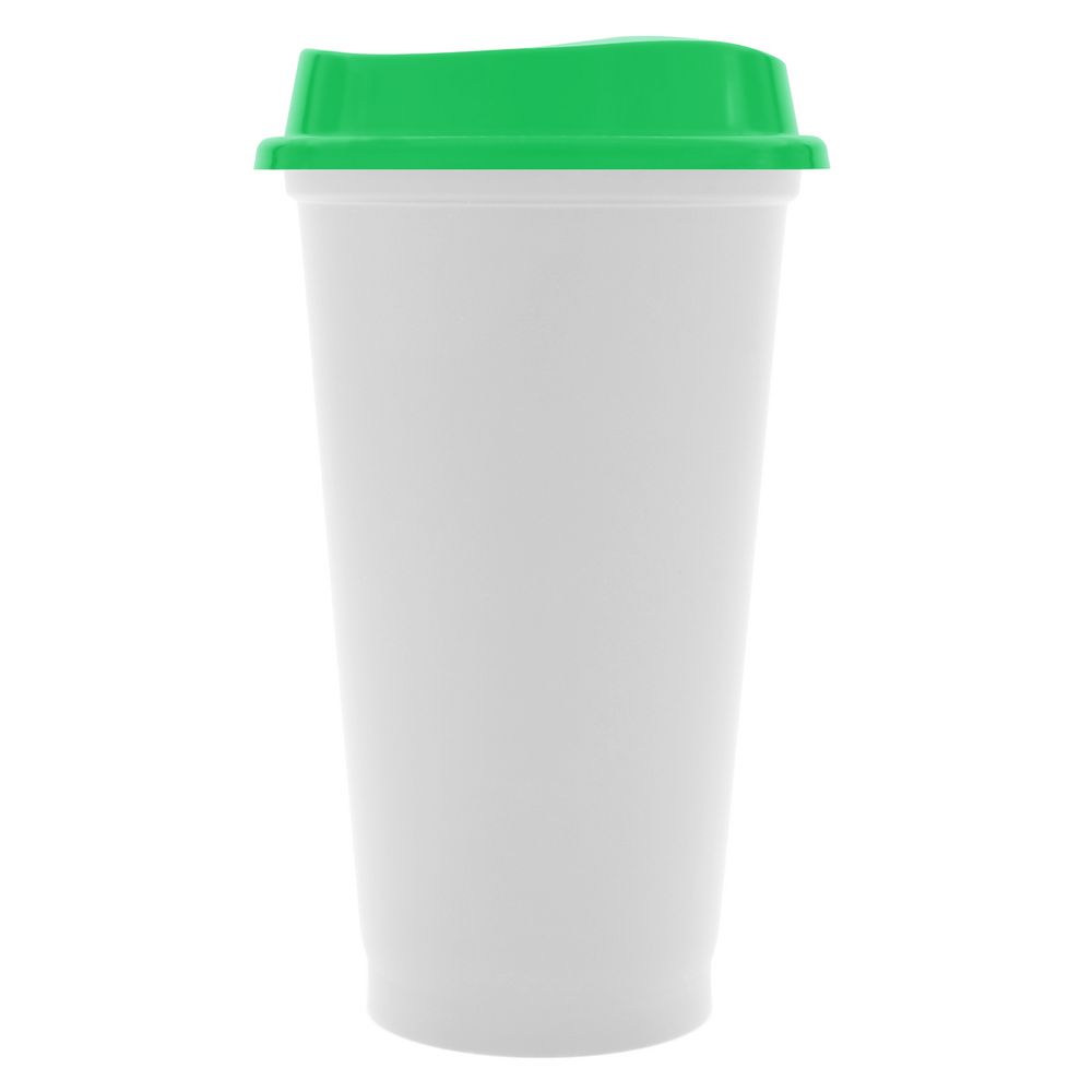 Стакан с крышкой Color Cap White, белый с зеленым-1
