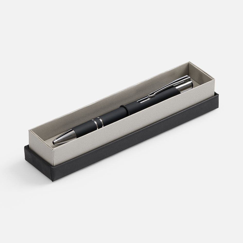 Ручка шариковая Keskus Soft Touch в футляре, черная-1