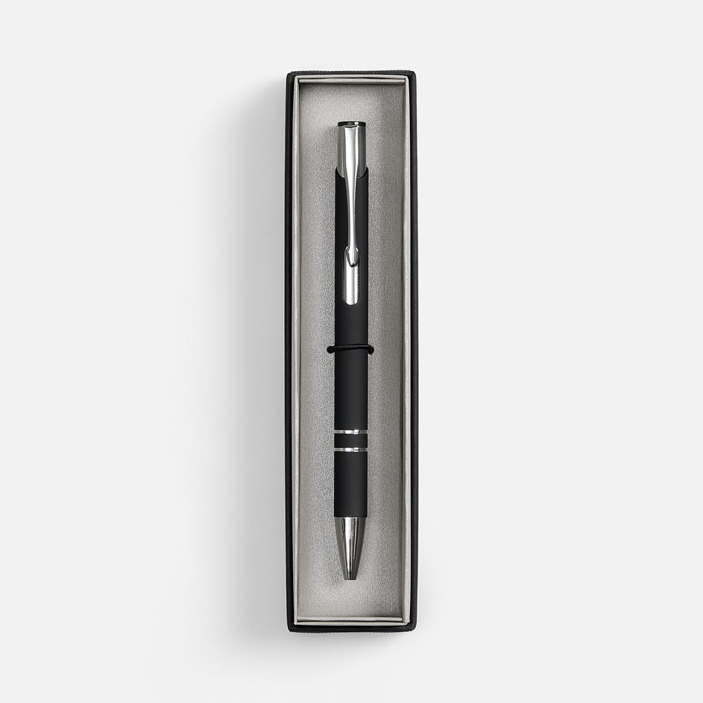 Ручка шариковая Keskus Soft Touch в футляре, черная-2