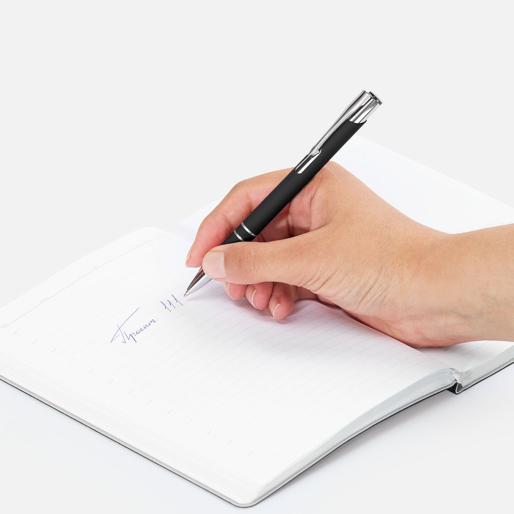 Ручка шариковая Keskus Soft Touch в футляре, черная-5