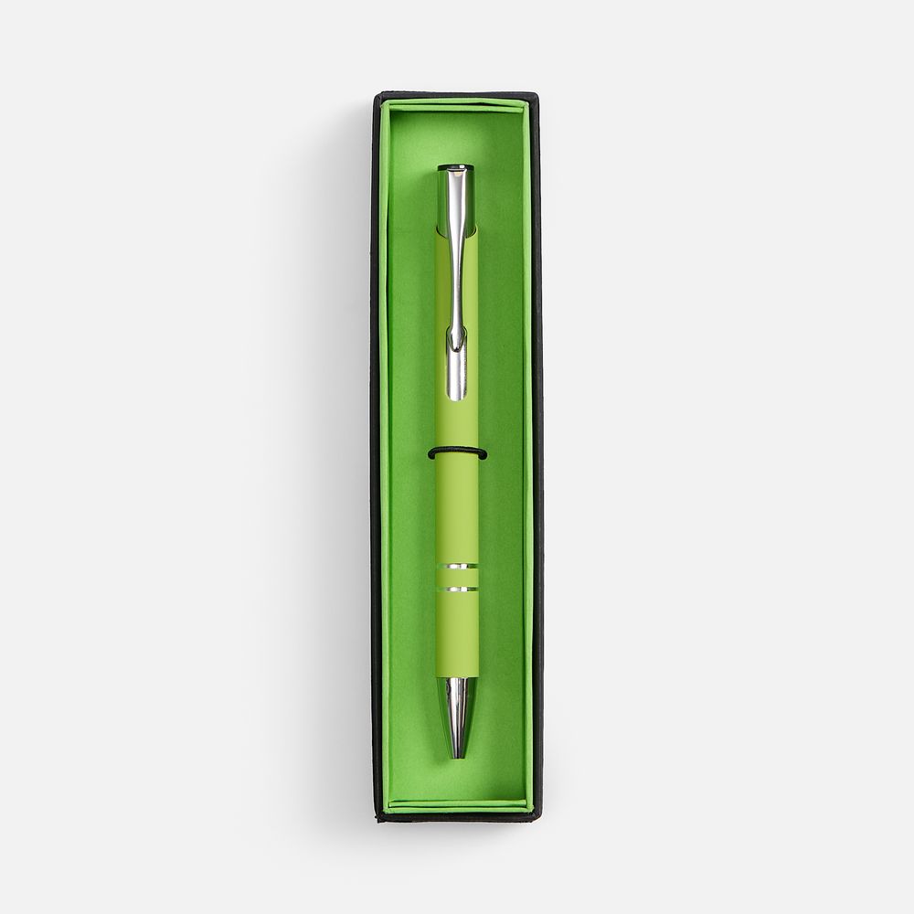 Ручка шариковая Keskus Soft Touch в футляре, зеленое яблоко-2