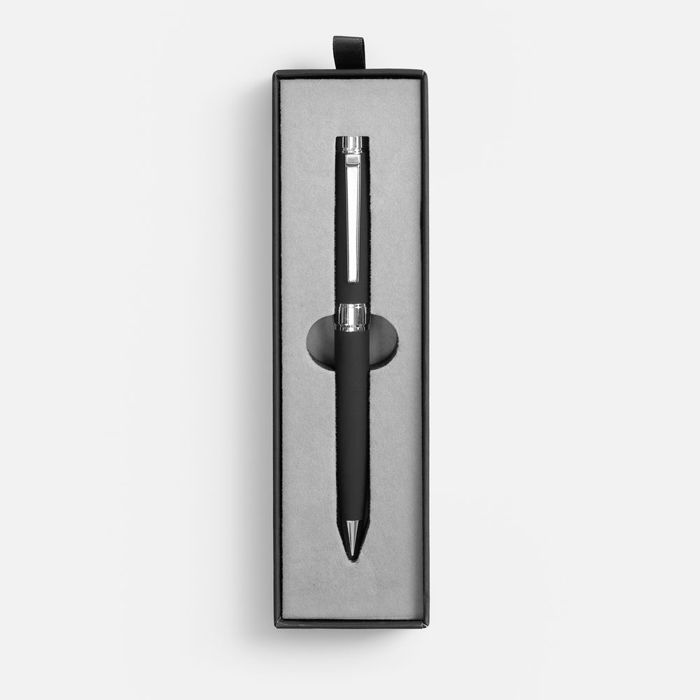 Ручка шариковая Broad Ring Soft Touch в футляре, черная-2