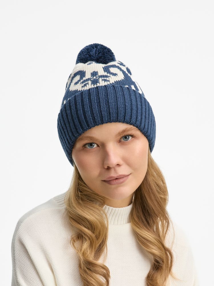 Шапка Wintertude, синяя с белым-4
