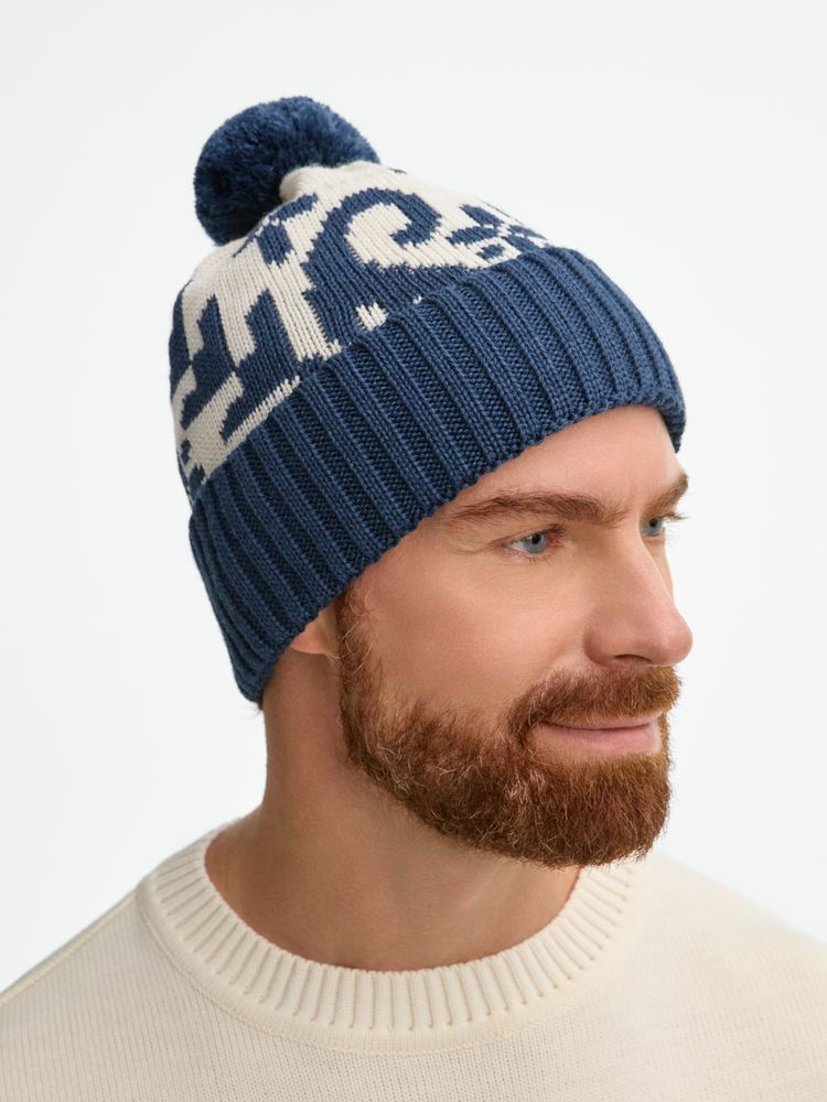 Шапка Wintertude, синяя с белым-7