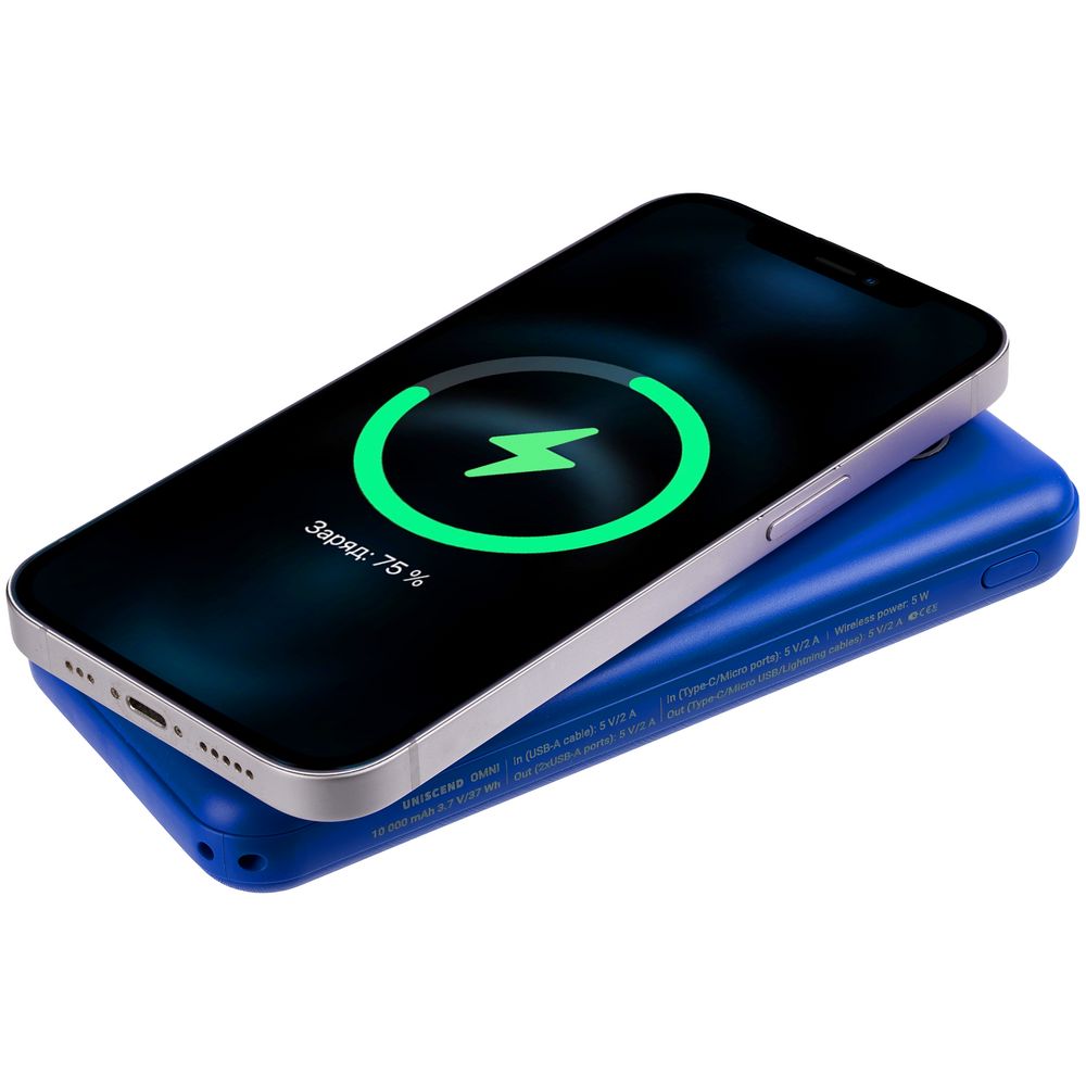 Внешний аккумулятор Omni Qi 10000 мАч, синий-7