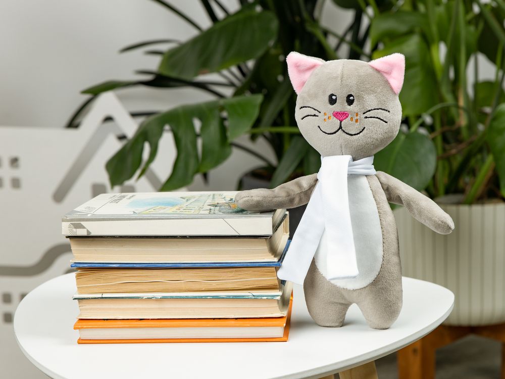 Мягкая игрушка Beastie Toys, котик с белым шарфом-5