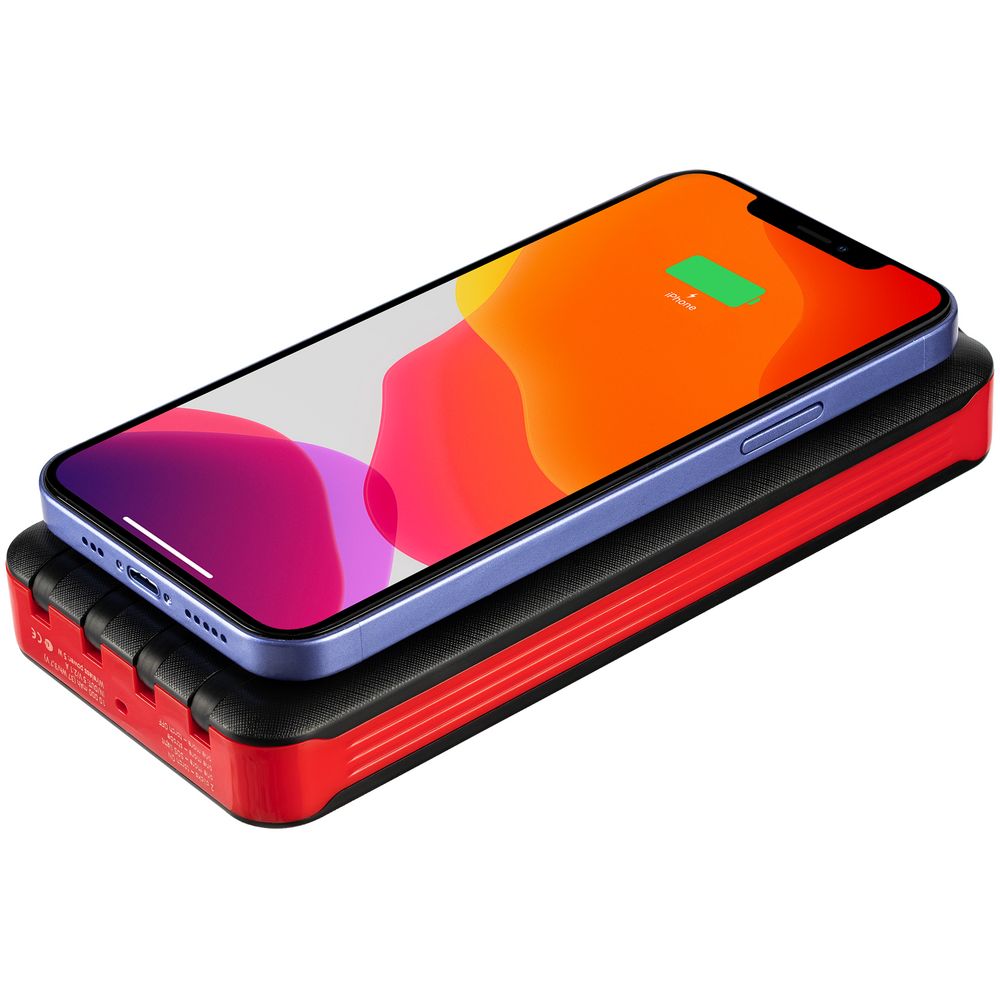 Аккумулятор с беспроводной зарядкой Holiday Maker Wireless, 10000 мАч, красный-4