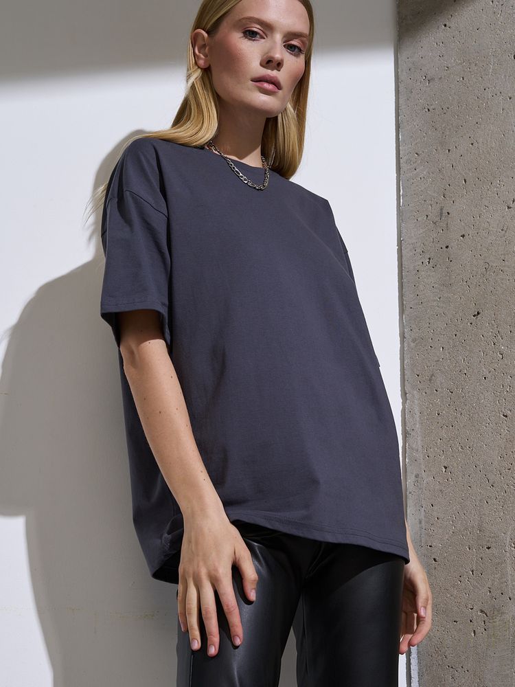 Футболка Oversize Premium, темно-серая (антрацит), размер S-4