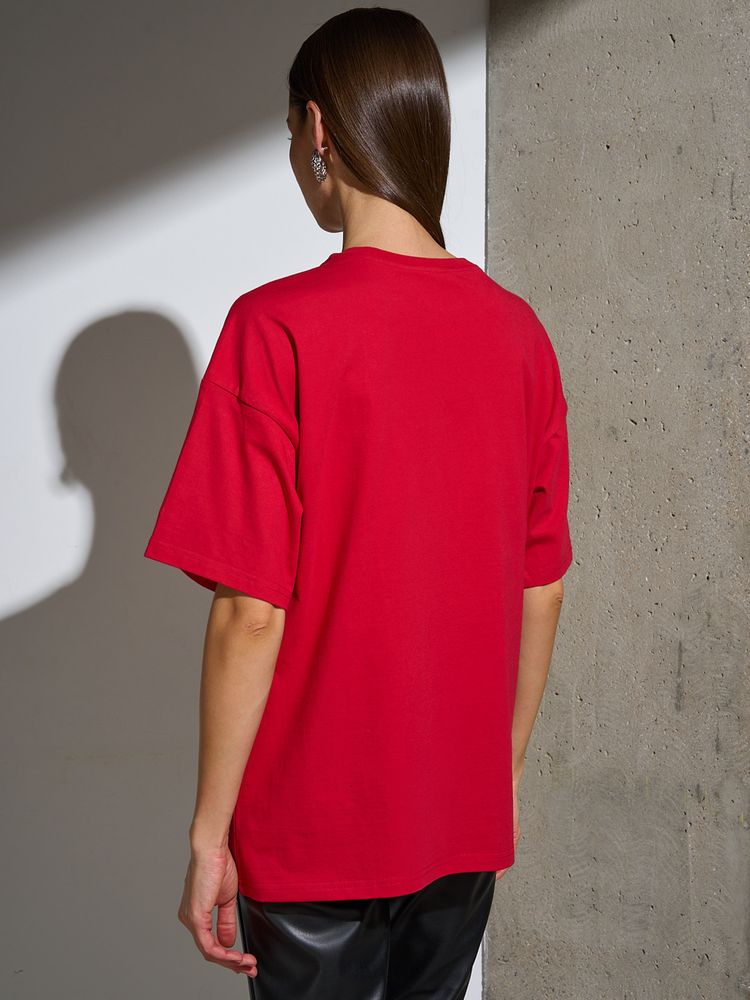 Футболка Oversize Premium, красная, размер S-3