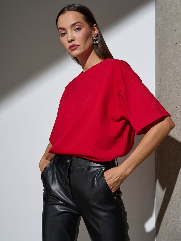 Футболка Oversize Premium, красная, размер S-4