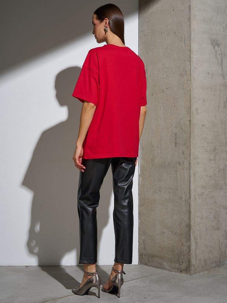 Футболка Oversize Premium, красная, размер S-6