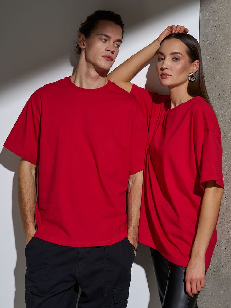 Футболка Oversize Premium, красная, размер S-11