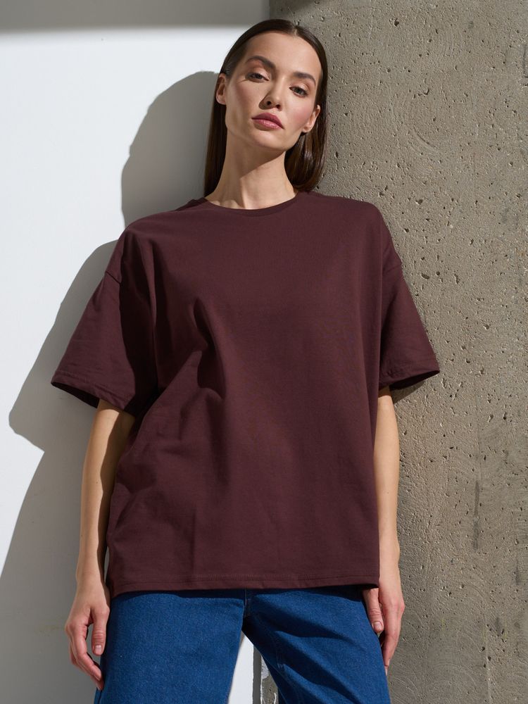 Футболка Oversize Premium, коричневая (шоколад), размер S-4