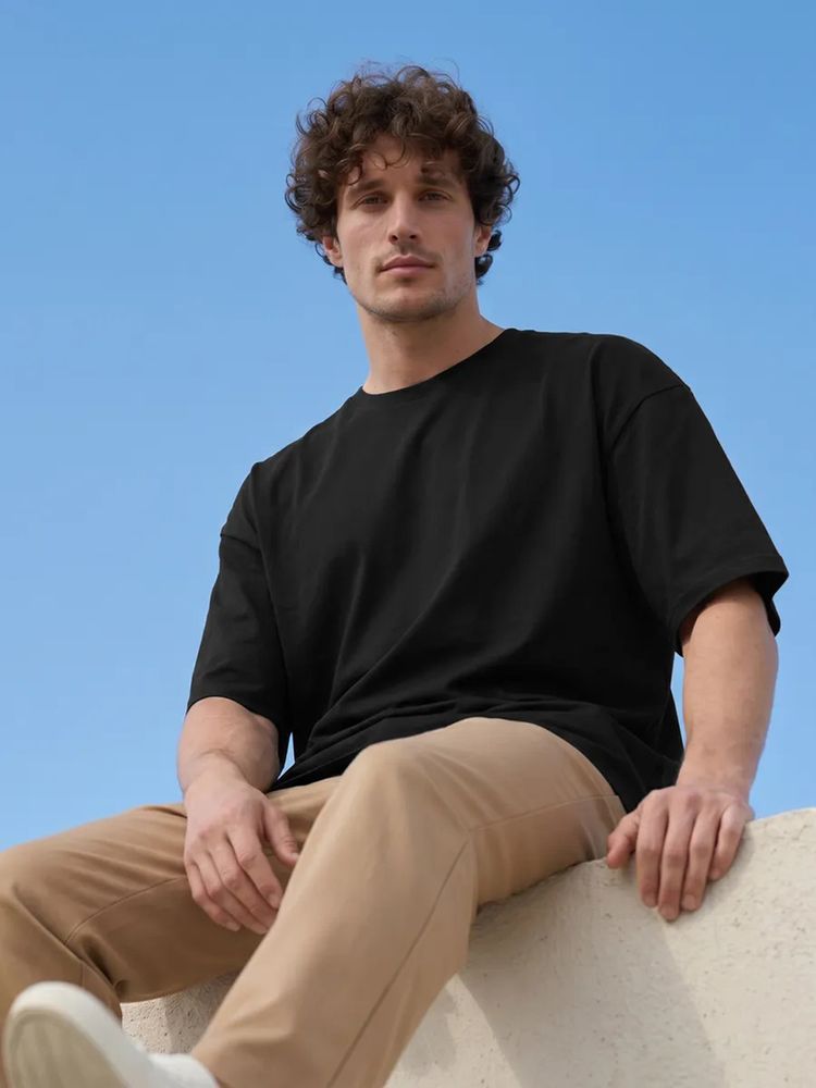 Футболка Oversize Premium 210, черная, размер S-9