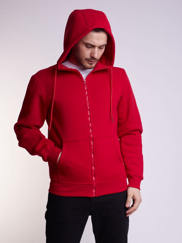 Худи на молнии Premium Heavy, красное, размер S-2