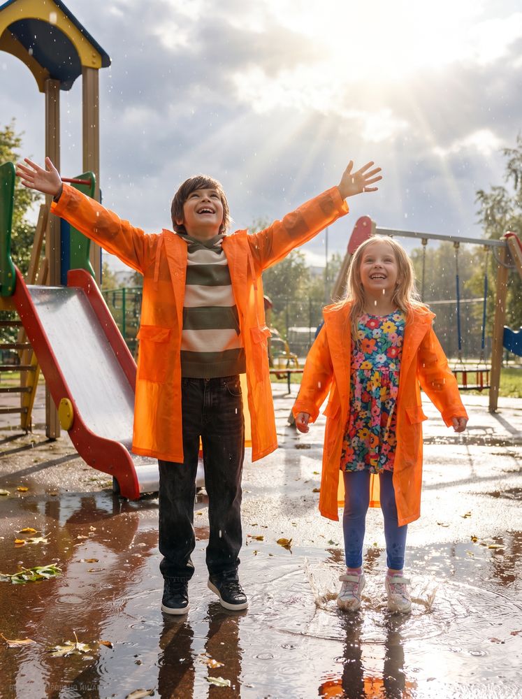 Дождевик детский RainDrop Kids, оранжевый, 8 лет (рост 118-128)-19