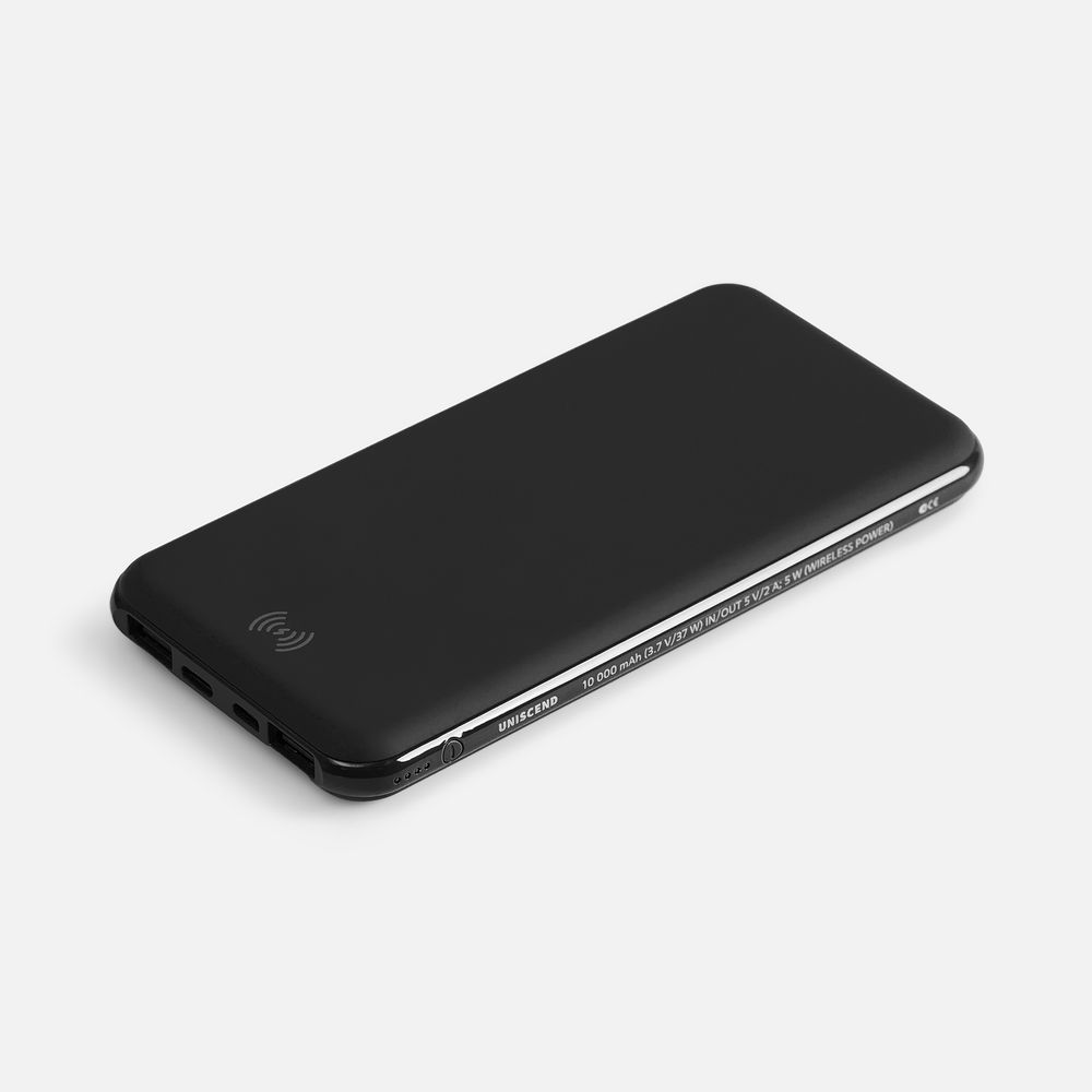 Аккумулятор с беспроводной зарядкой All Day Wireless, 10000 мАч, черный-1