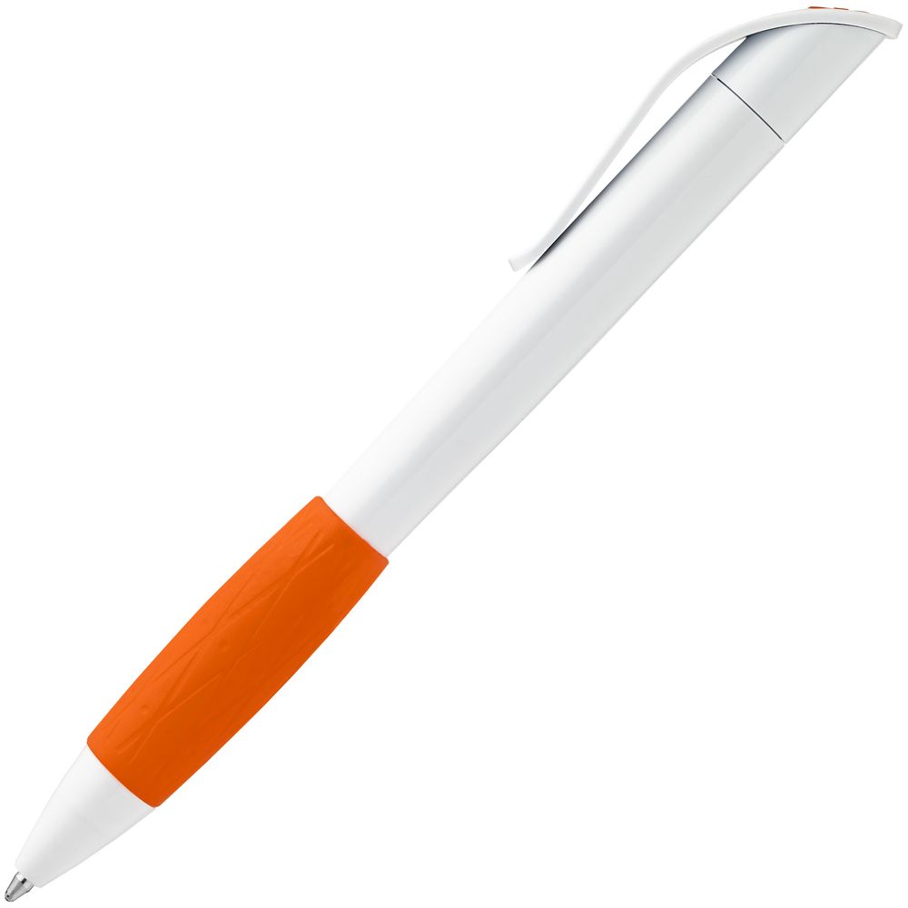 Ручка шариковая Grip, белая с оранжевым-2