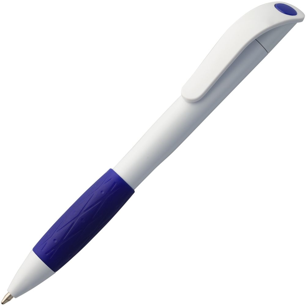 Ручка шариковая Grip, белая (молочная) с синим-1