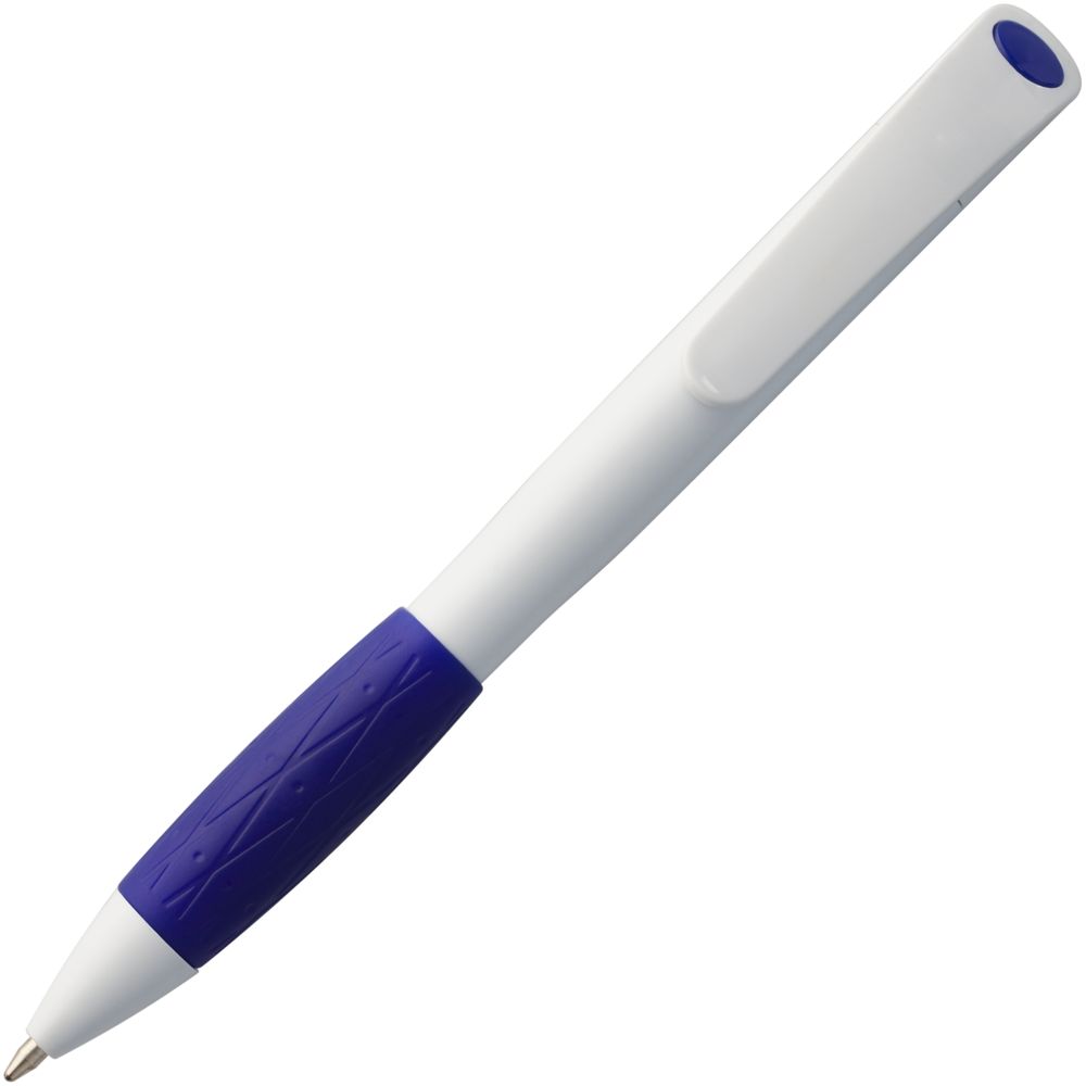 Ручка шариковая Grip, белая (молочная) с синим-3
