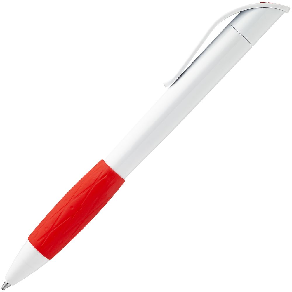 Ручка шариковая Grip, белая с красным-2