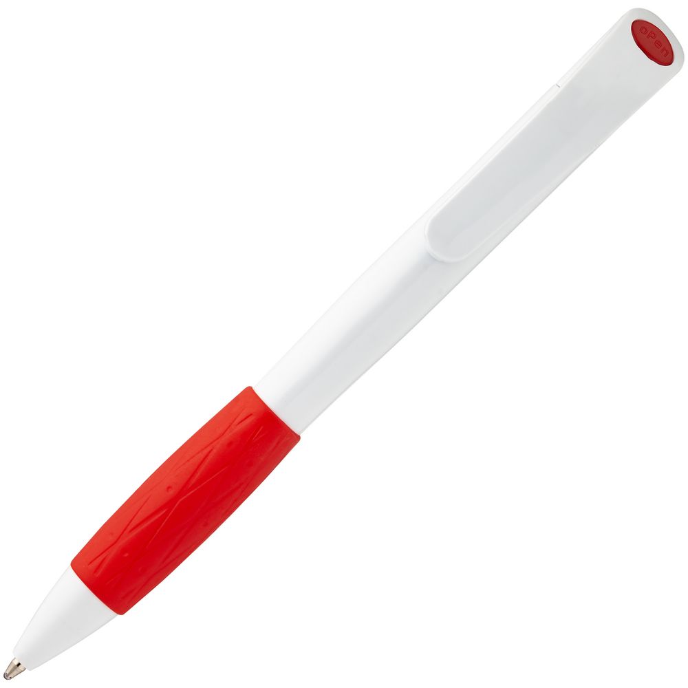 Ручка шариковая Grip, белая с красным-3