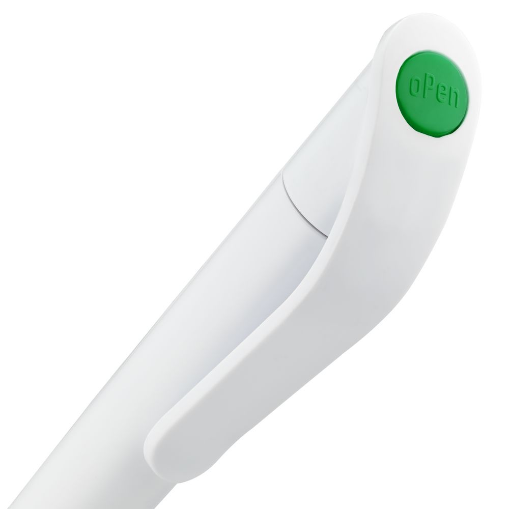 Ручка шариковая Grip, белая с зеленым-4