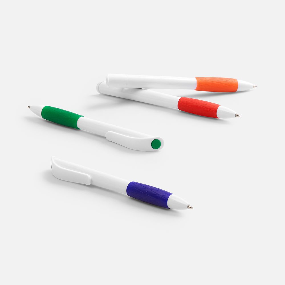 Ручка шариковая Grip, белая с зеленым-5
