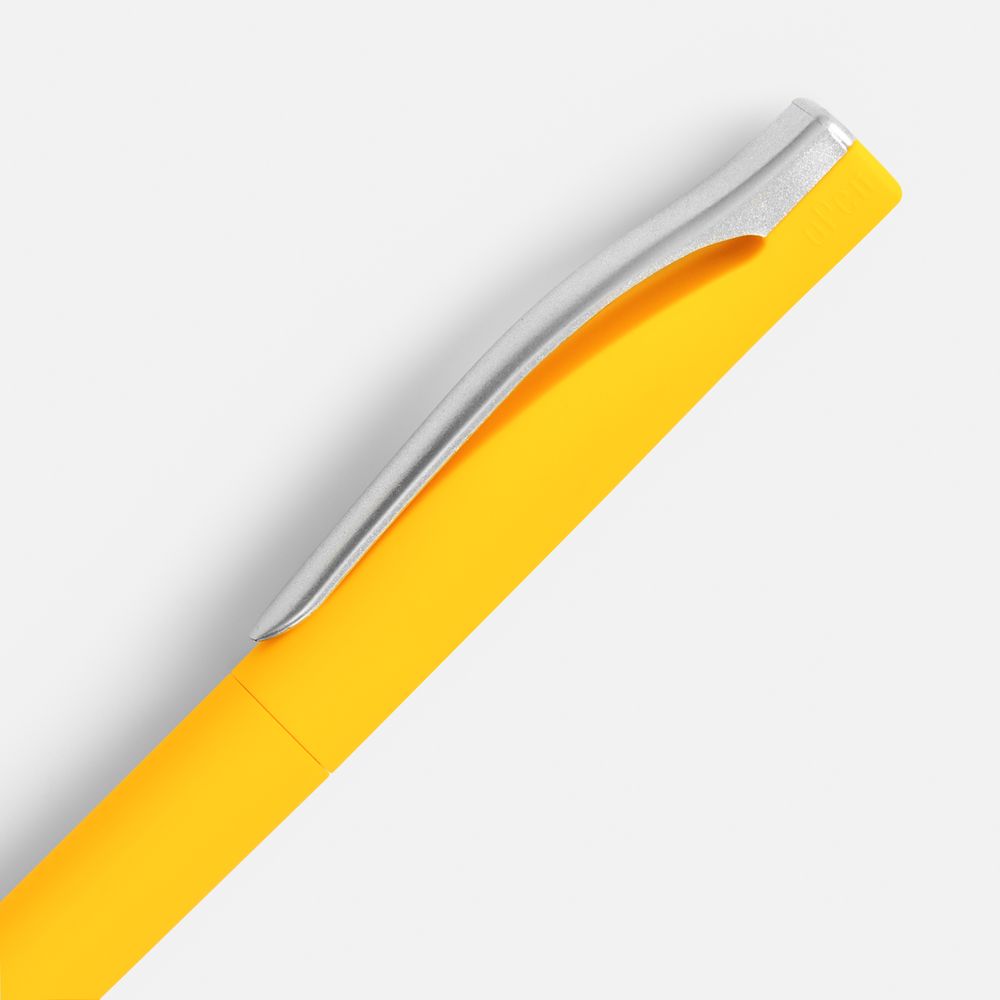 Ручка шариковая Pin Soft Touch, желтая-3