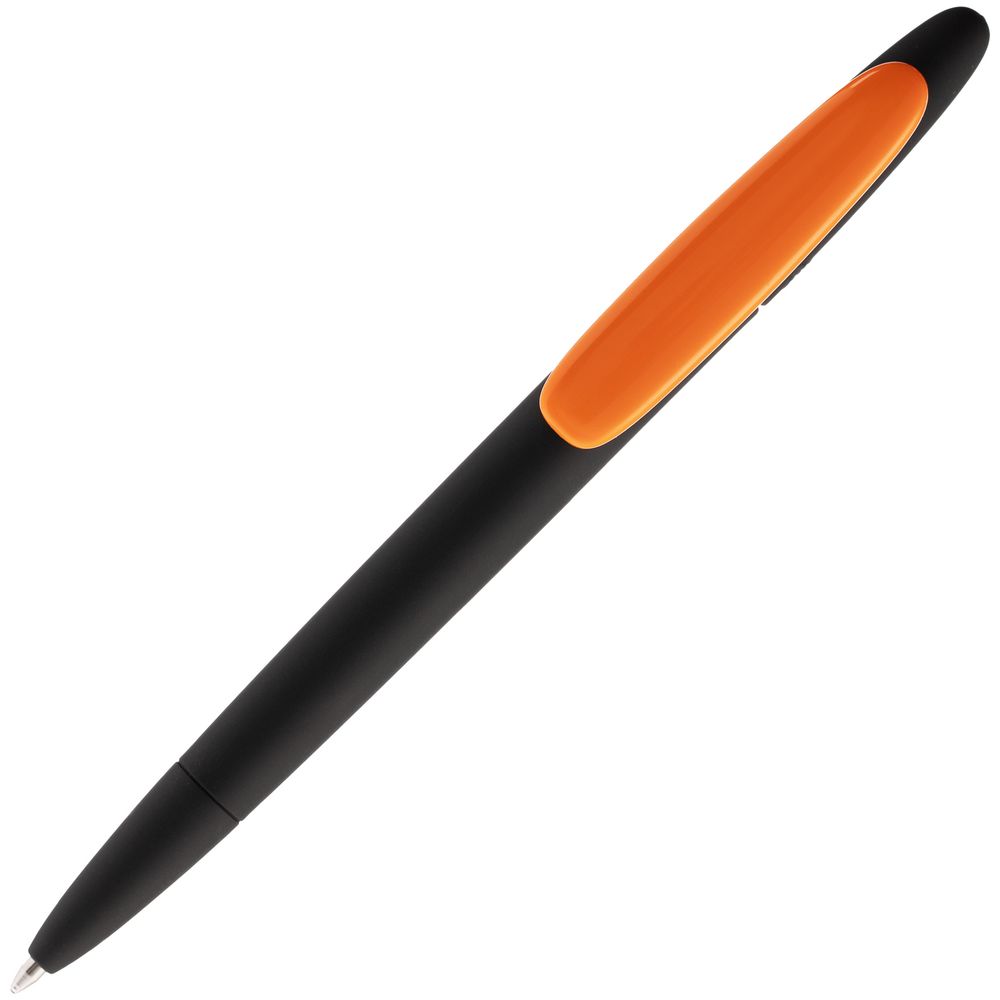 Ручка шариковая Prodir DS5 TRR-P Soft Touch, черная с оранжевым-4
