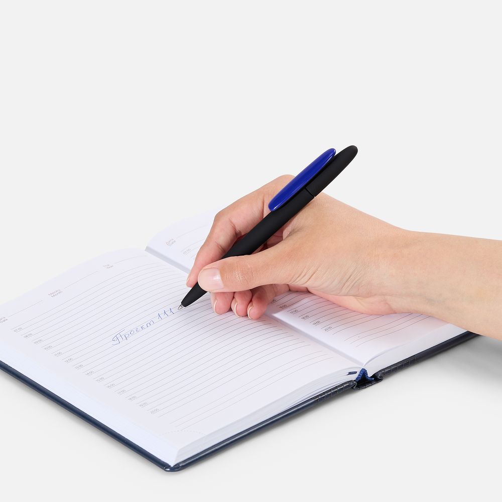 Ручка шариковая Prodir DS5 TRR-P Soft Touch, черная с синим-6