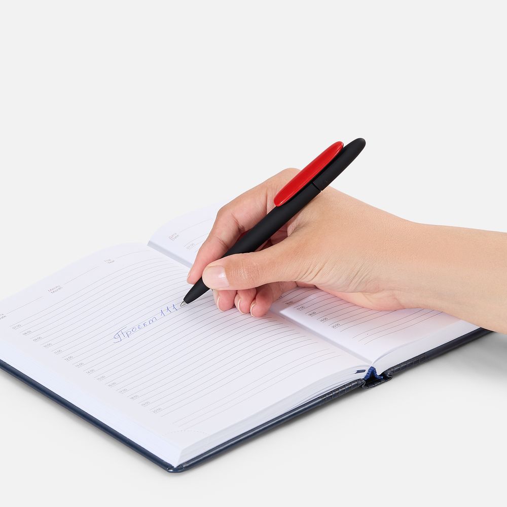 Ручка шариковая Prodir DS5 TRR-P Soft Touch, черная с красным-6
