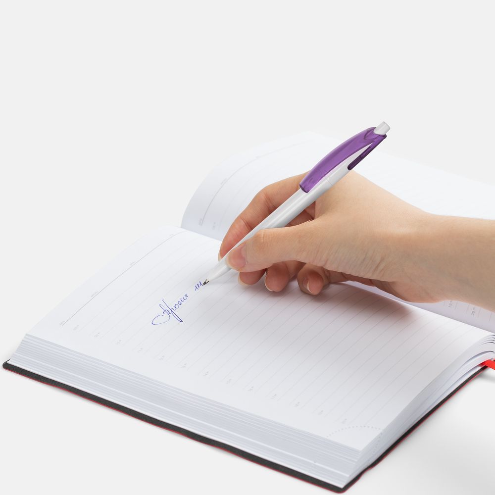Ручка шариковая Bento, белая с фиолетовым-5
