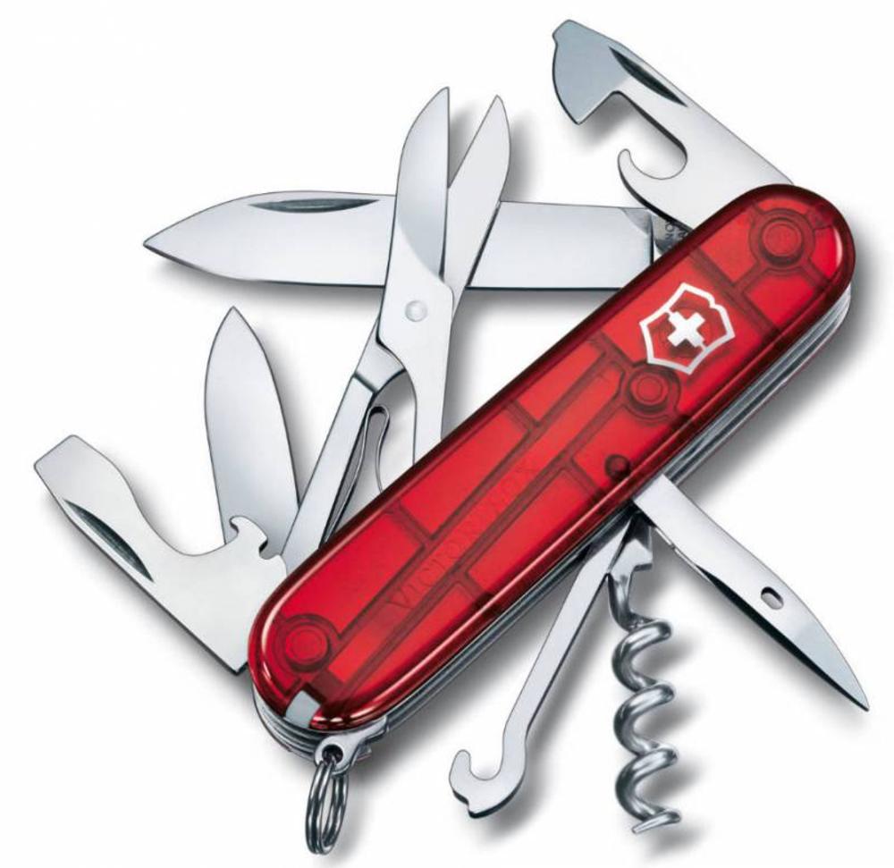Офицерский нож Climber 91, прозрачный красный-1