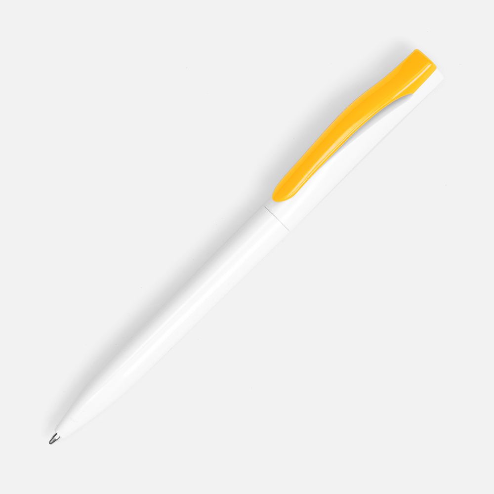 Ручка шариковая Pin, белая с желтым-1