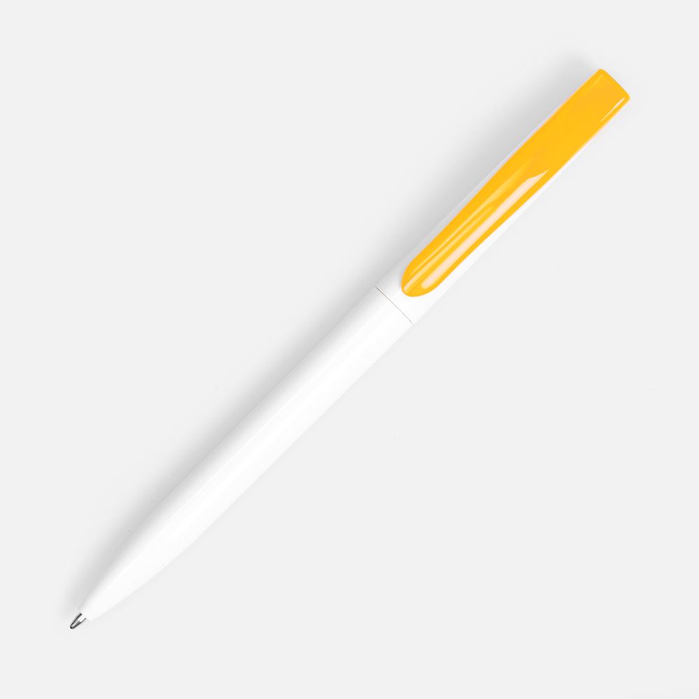 Ручка шариковая Pin, белая с желтым-2