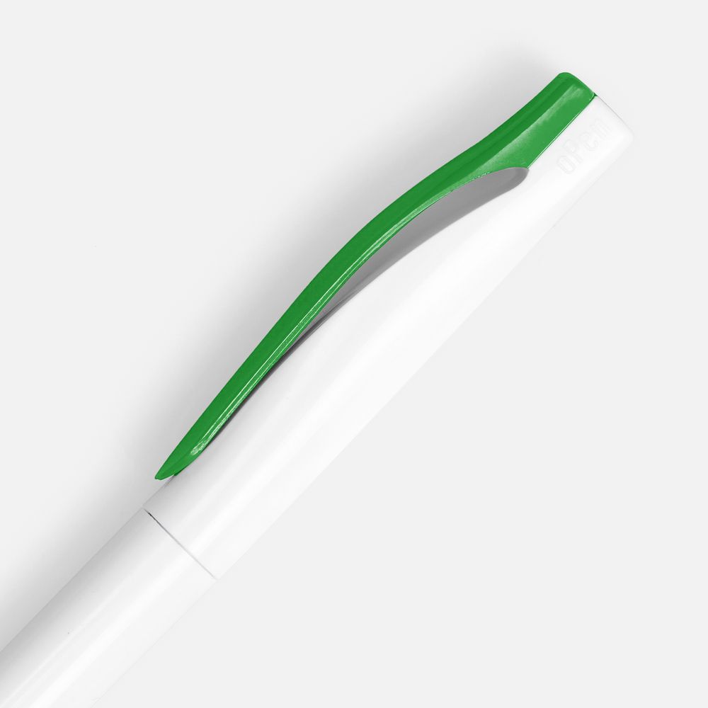 Ручка шариковая Pin, белая с зеленым-3