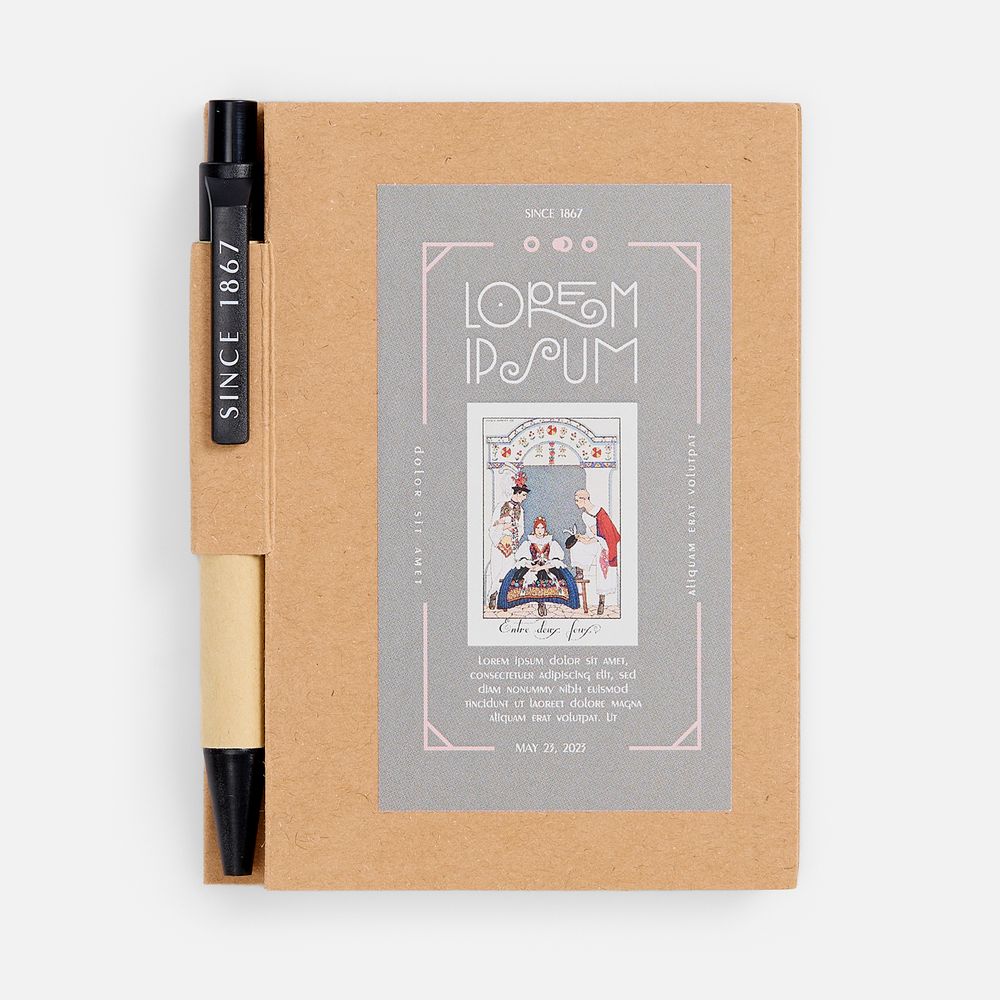 Мини-блокнот Eco Light с ручкой с черными элементами, ver.2-4