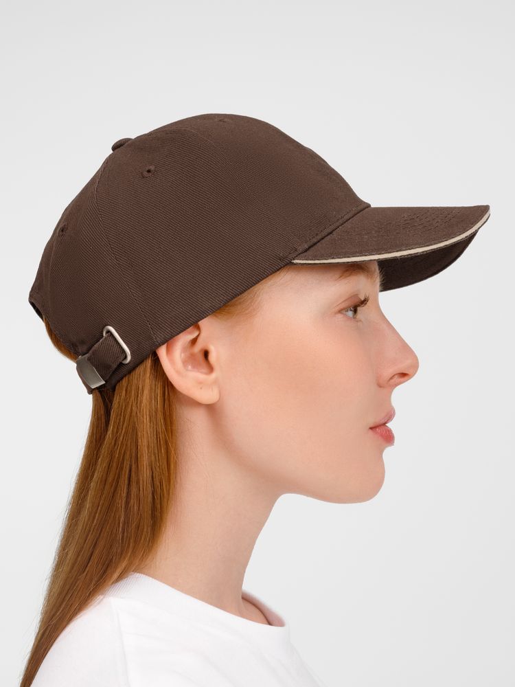 Бейсболка Buffalo, коричневая с бежевым-9