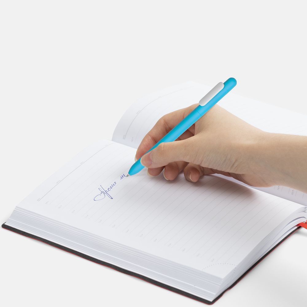 Ручка шариковая Swiper Soft Touch, голубая с белым-4