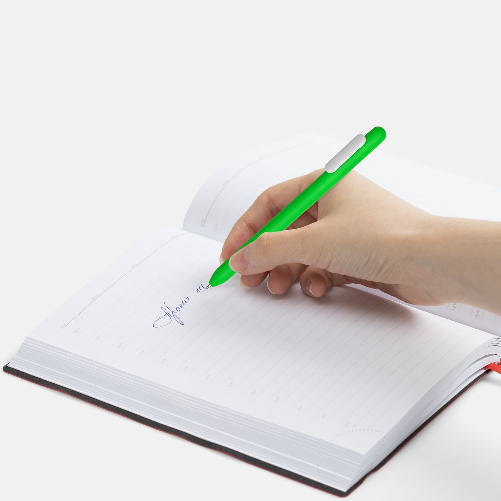 Ручка шариковая Swiper Soft Touch, зеленая с белым-4