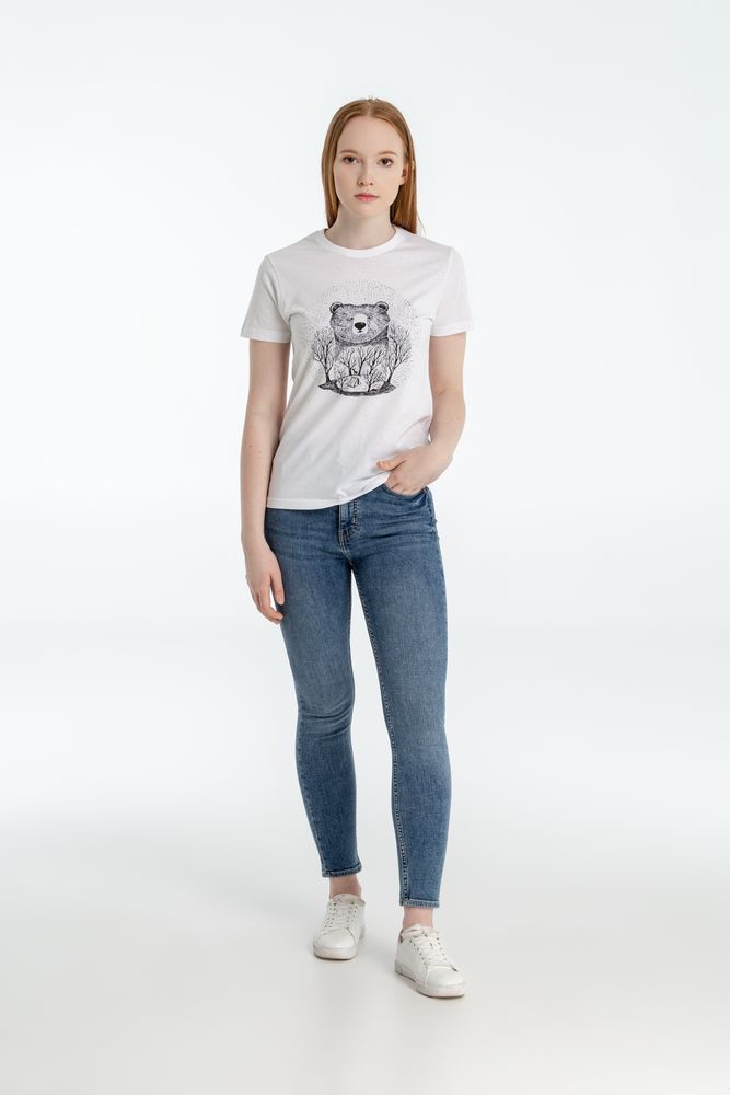 Футболка женская Bear, белая, размер S-3