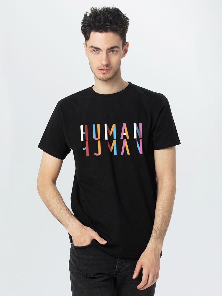 Футболка Human, черная, размер S-1