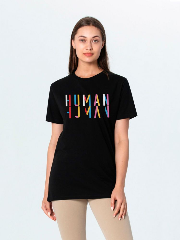 Футболка Human, черная, размер S-4