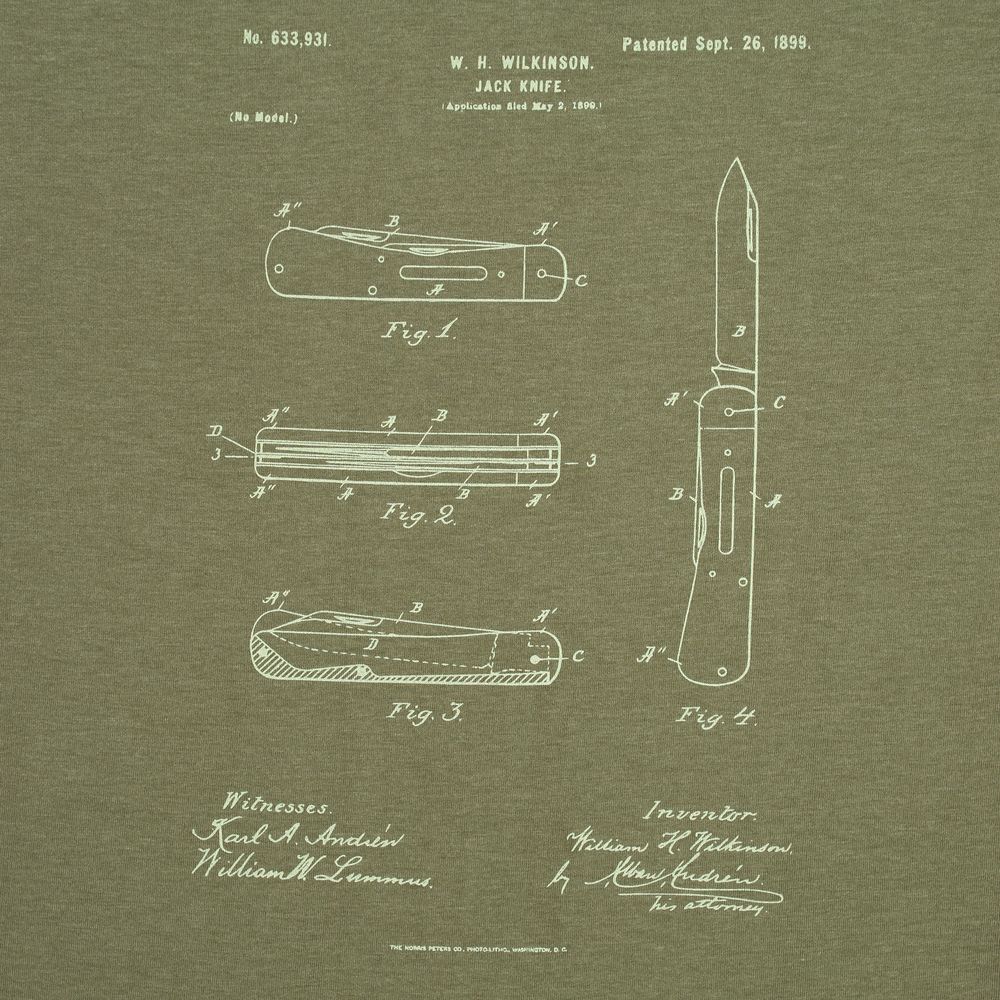 Футболка приталенная Old Patents. Knife, меланж хаки, размер S-3