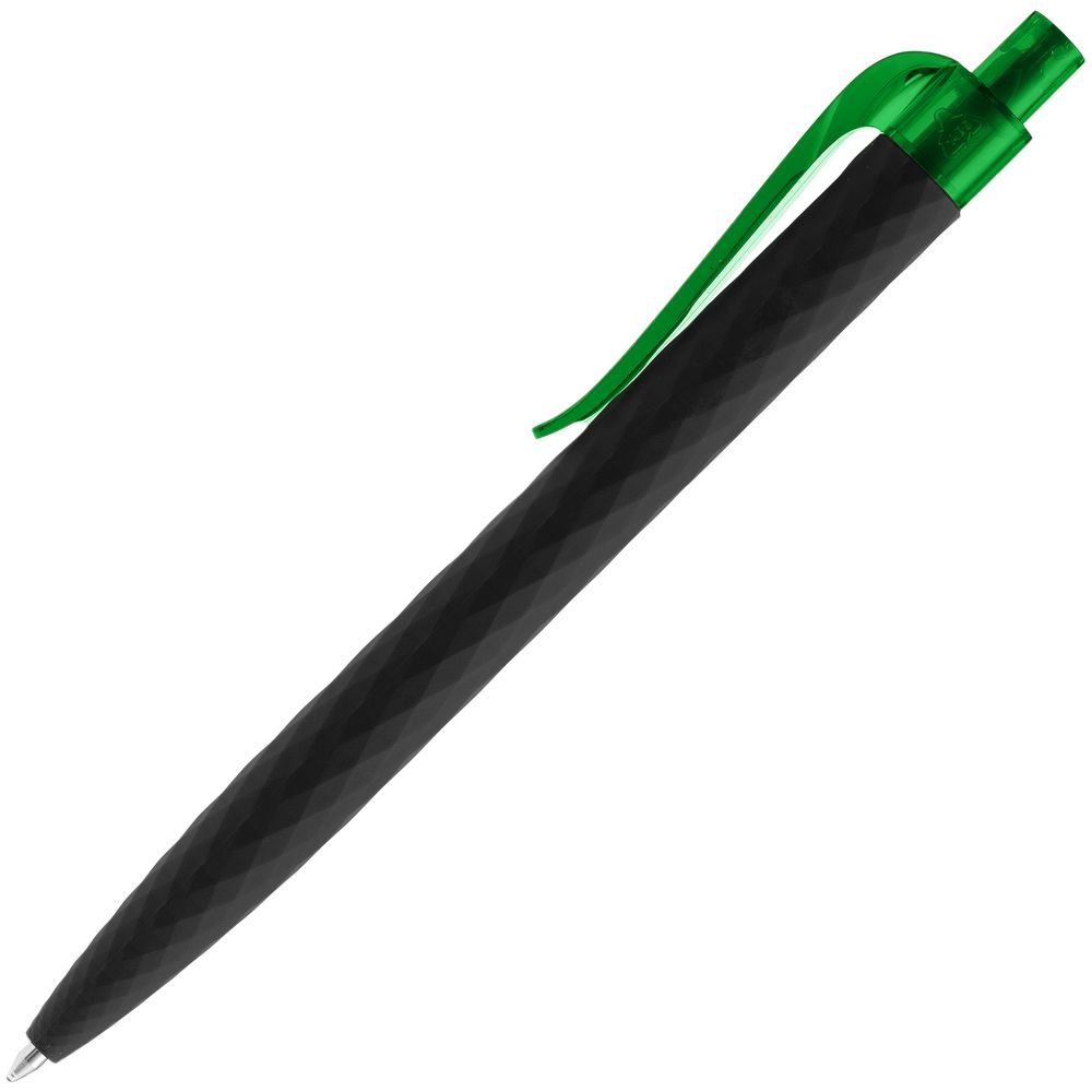 Ручка шариковая Prodir QS01 PRT-T Soft Touch, черная с зеленым-2