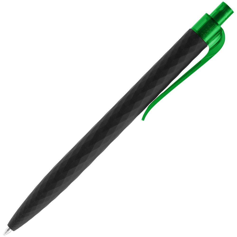 Ручка шариковая Prodir QS01 PRT-T Soft Touch, черная с зеленым-3