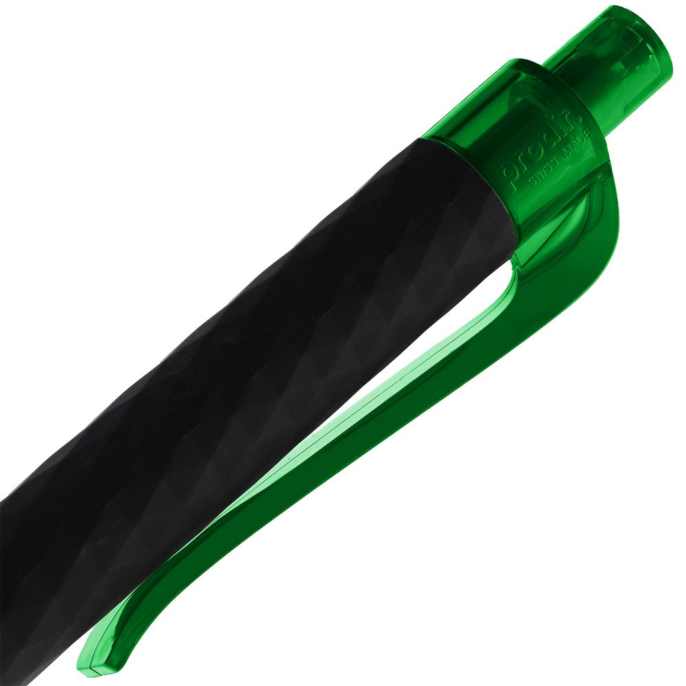 Ручка шариковая Prodir QS01 PRT-T Soft Touch, черная с зеленым-6