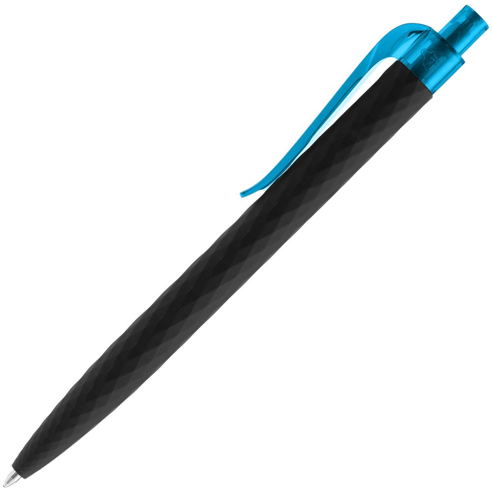 Ручка шариковая Prodir QS01 PRT-T Soft Touch, черная с голубым-2