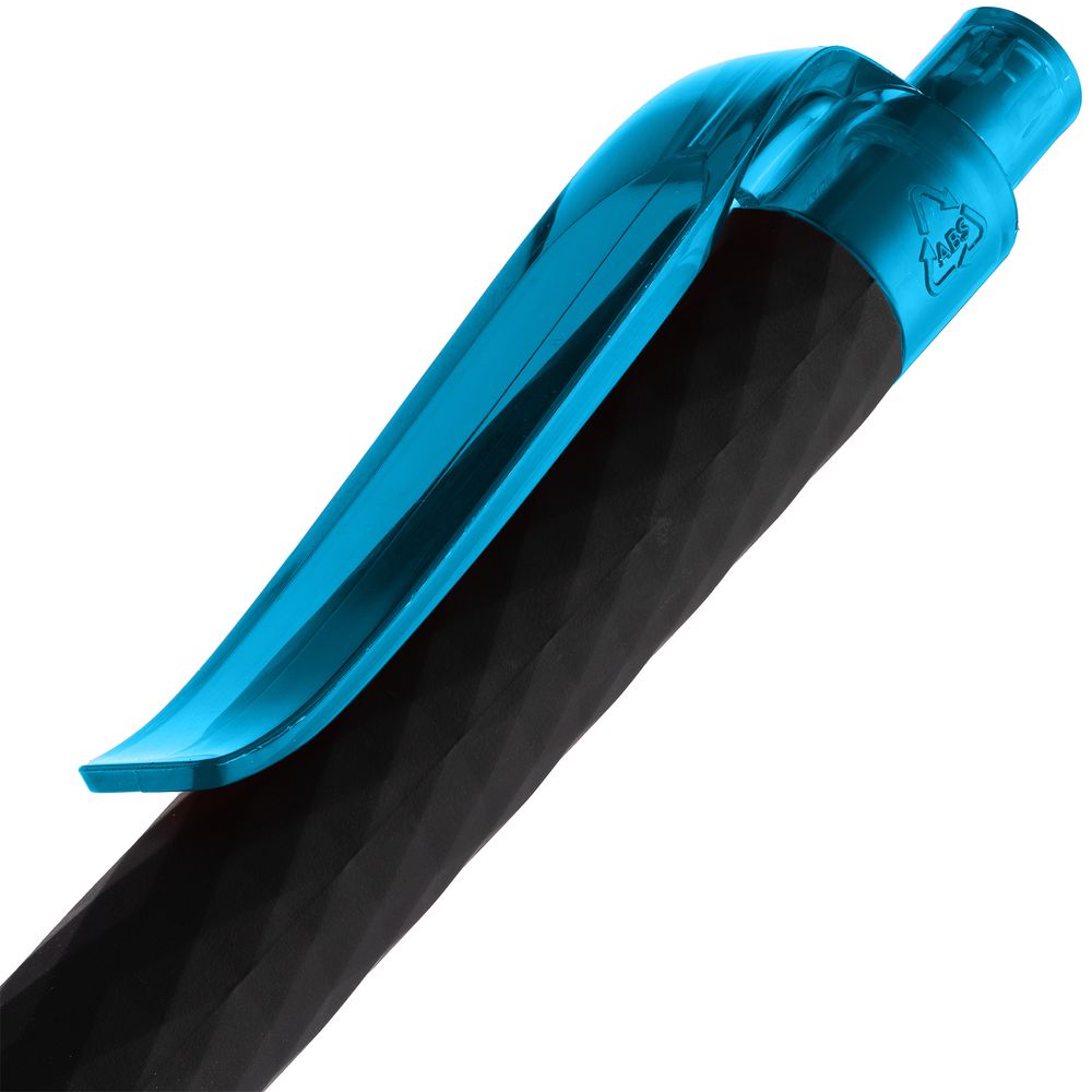 Ручка шариковая Prodir QS01 PRT-T Soft Touch, черная с голубым-5